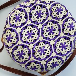 Circle Round Raffia/Straw Woven Crossbody Bag